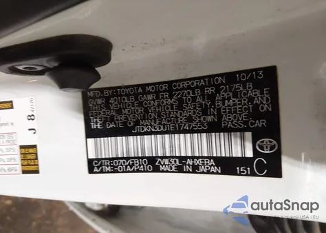 2014 Toyota Prius Three from USA, damaged, VIN JTDKN3DU1E1747553